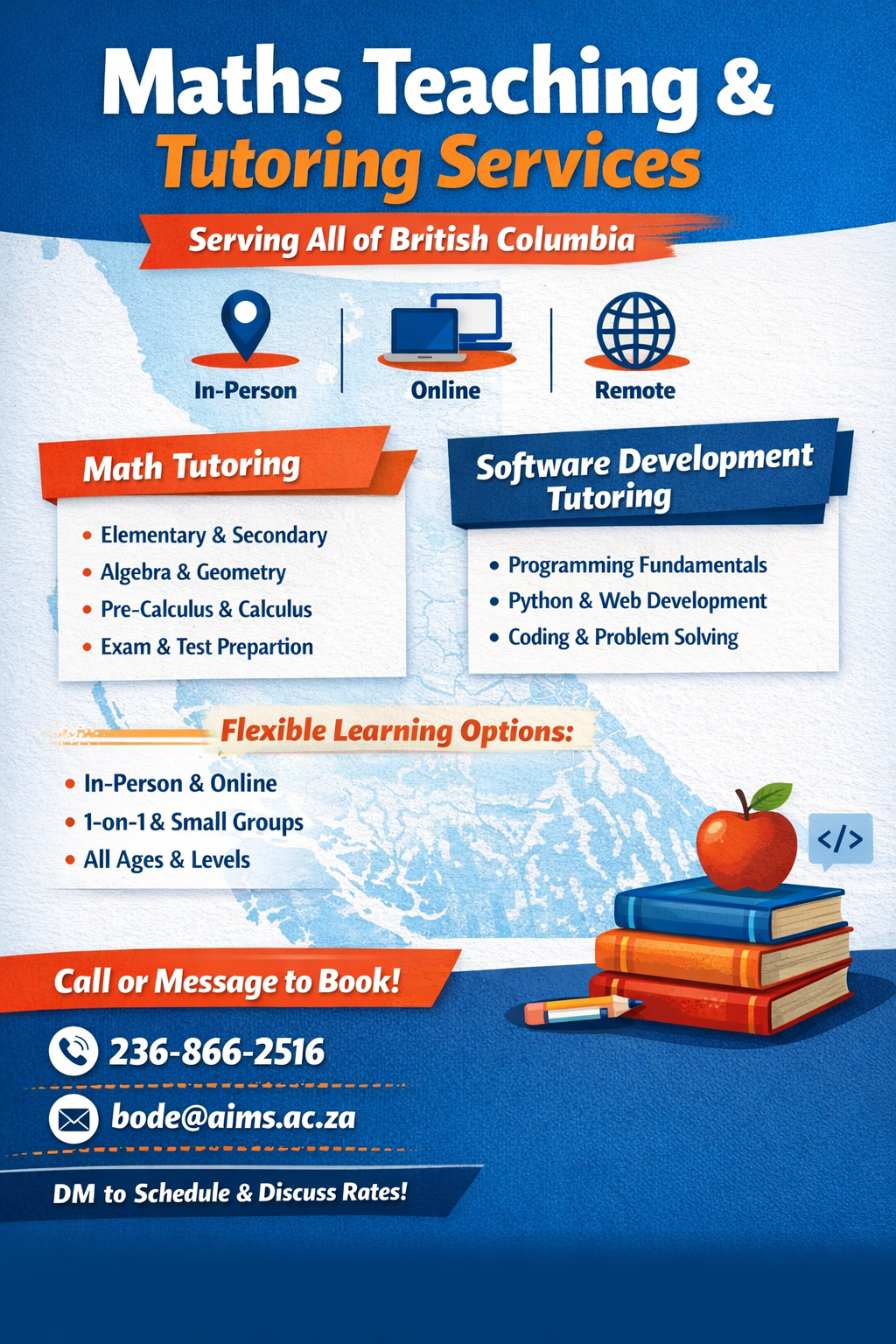 Maths teaching and tutoring flyer